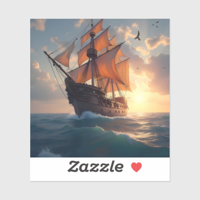 The Captain's Pride – Maritime Ship Art Square Sticker (Sheet)
