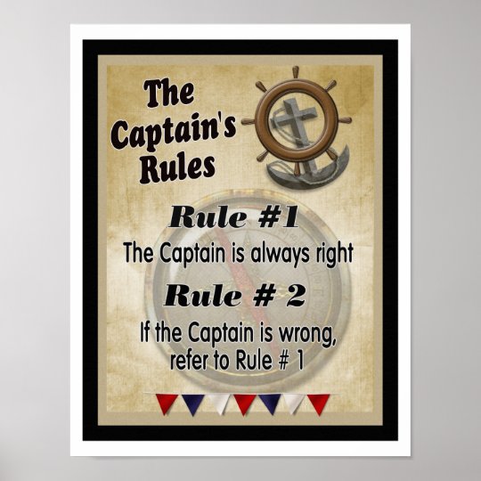 The Captain's Rules -- Art Print - poster | Zazzle.com