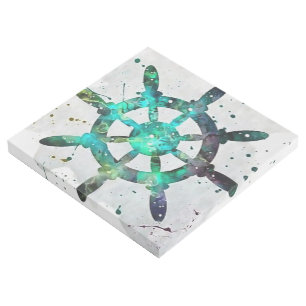 The Captain's Wheel In Blue Green Ocean Colors Gallery Wrap