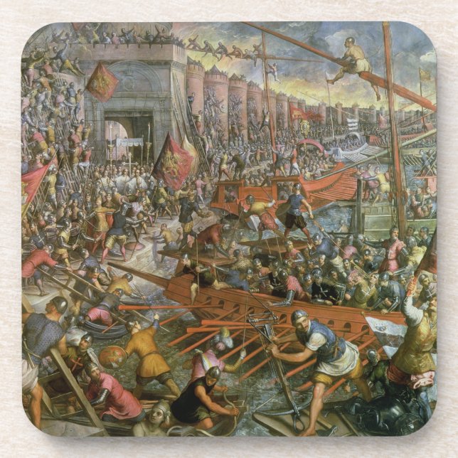 The Capture of Constantinople in 1204 (oil on canv Drink Coaster (Front)