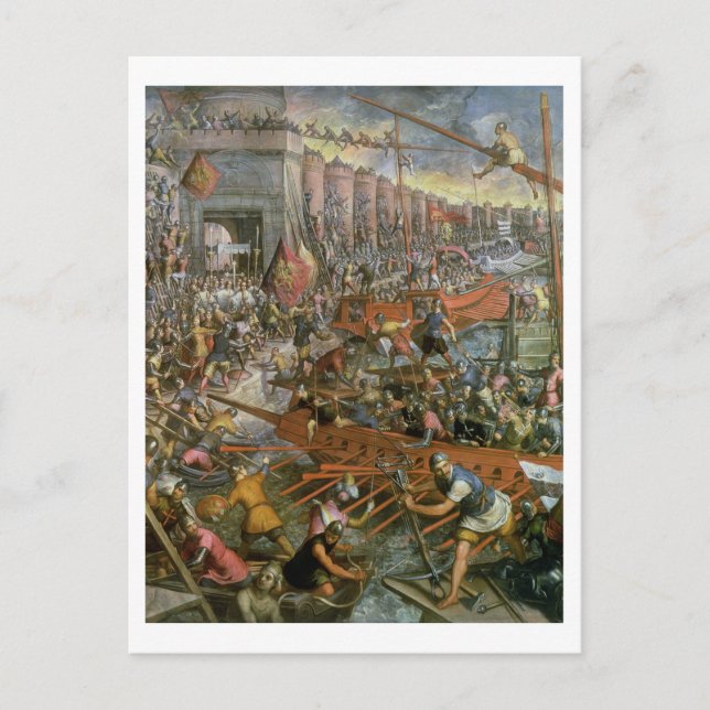 The Capture of Constantinople in 1204 (oil on canv Postcard (Front)