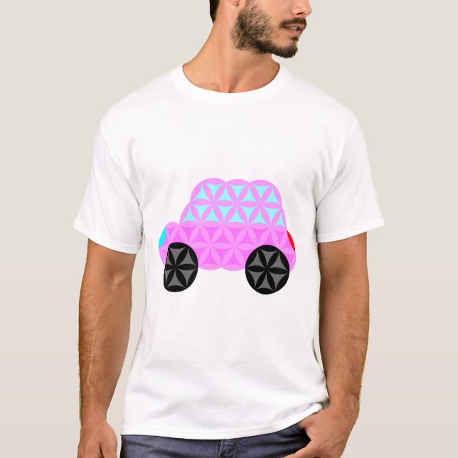 The Car Of Life - Sacred Shapes A3.Pink. T-Shirt (Front)