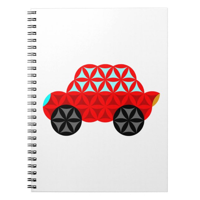 The Car Of Life - Sacred Shapes A3,Red. Notebook (Front)