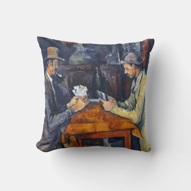 The Card Players, Cezanne Throw Pillow (Front)