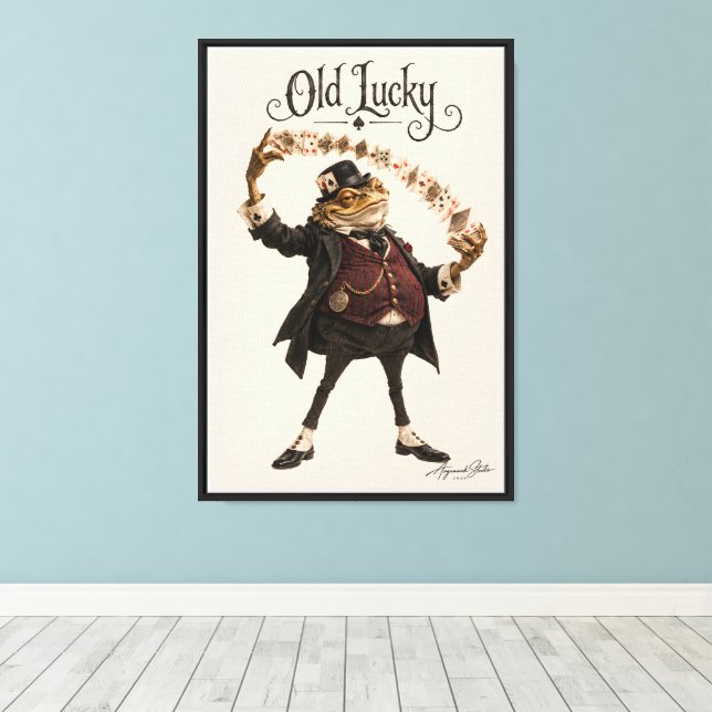 The Card Sharp Toad Canvas Print (Insitu(Wood Floor))