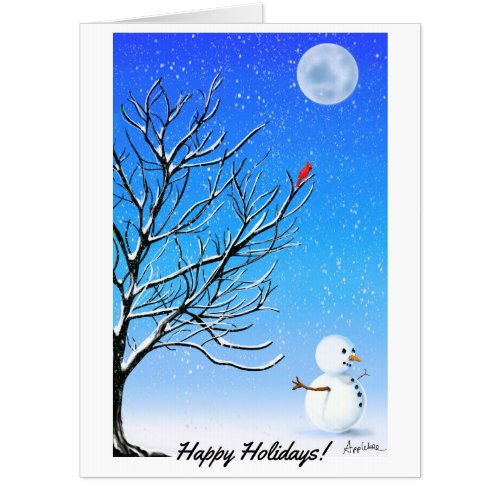 The Cardinal and The snow man Card