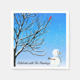 The Cardinal and the Snowman Napkins