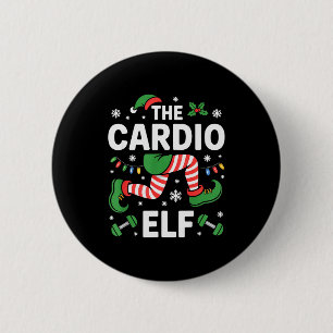 The Cardio Elf Funny Fitness Christmas Gym Workout Button