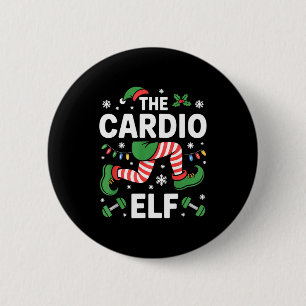 The Cardio Elf Funny Fitness Christmas Gym Workout Button