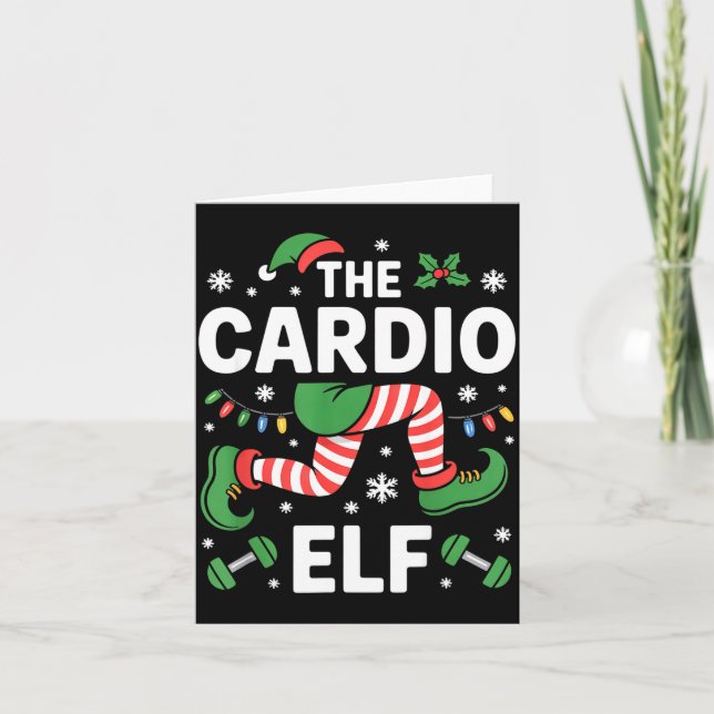 The Cardio Elf Funny Fitness Christmas Gym Workout Card (Front)
