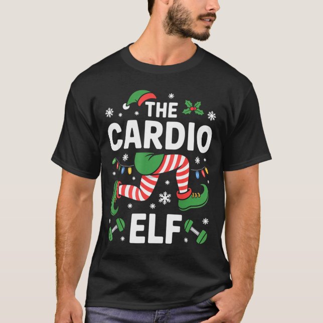 The Cardio Elf Funny Fitness Christmas Gym Workout T-Shirt (Front)