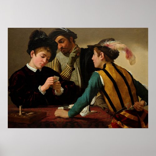 The Cardsharps 1595 by Caravaggio Poster