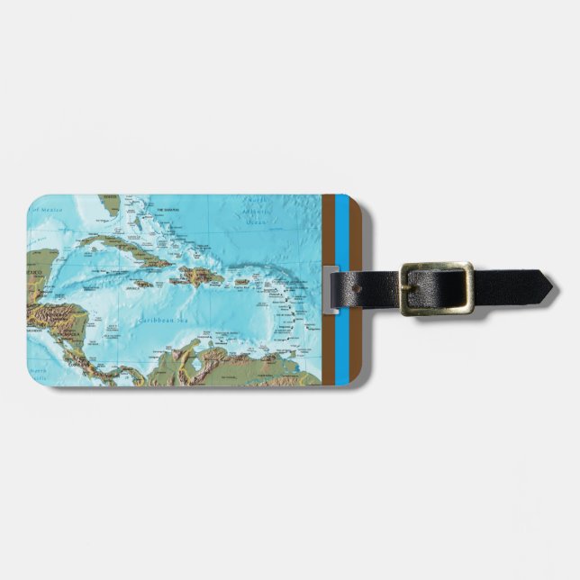 The Caribbean (map) Personalized Luggage Tag (Front Horizontal)