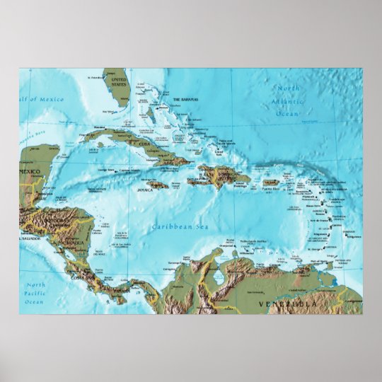 The Caribbean (map) Poster | Zazzle.com