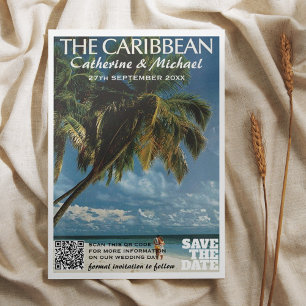 The Caribbean Vintage Wedding Travel QR Code Save The Date