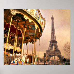The Carousel and The Eiffel Tower Poster