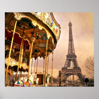 The Carousel and The Eiffel Tower Poster
