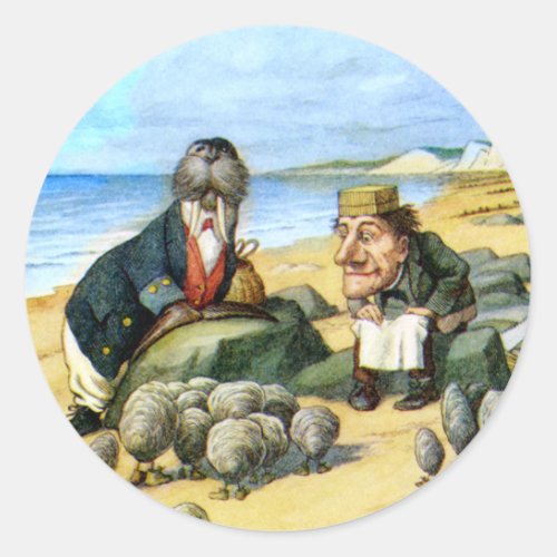 The Carpenter and the Walrus in Wonderland Classic Round Sticker