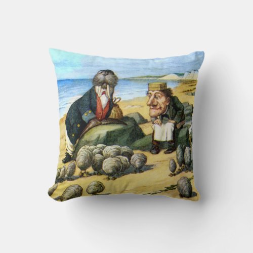 The Carpenter and Walrus in Wonderland Throw Pillow