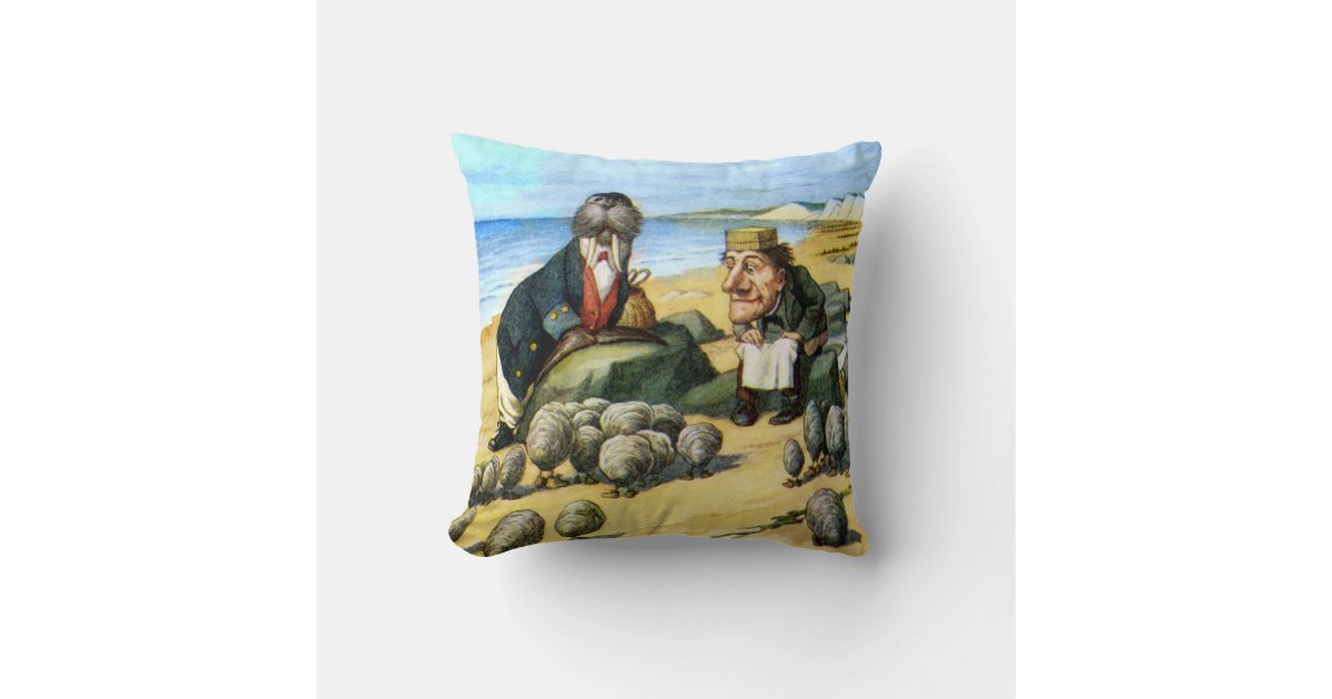 The Carpenter and Walrus in Wonderland Throw Pillow Zazzle