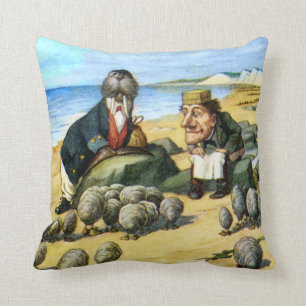 The Carpenter and Walrus in Wonderland Throw Pillow