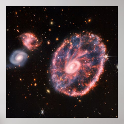 The Cartwheel Galaxy And Its Companion Galaxies Poster