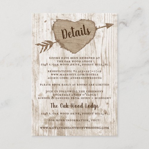 The Carved Heart Tree Wedding Collection Detail Enclosure Card
