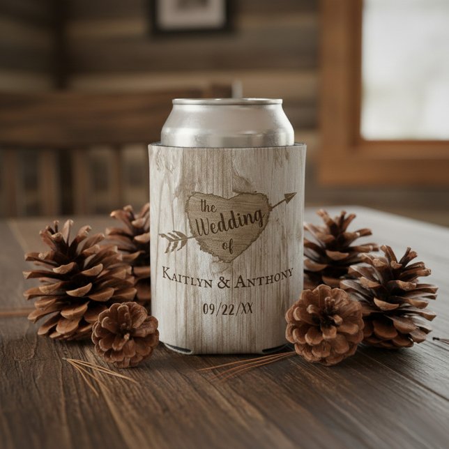 The Carved Heart Tree Wedding Collection Favor Can Cooler (Creator Uploaded)