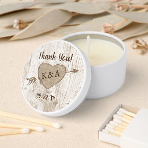 The Carved Heart Tree Wedding Collection Mini Candle Favors