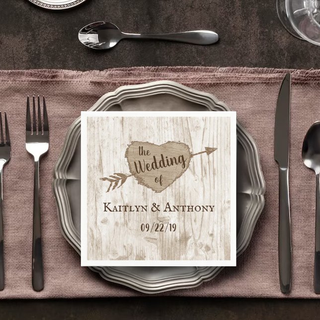 The Carved Heart Tree Wedding Collection Napkins (Creator Uploaded)