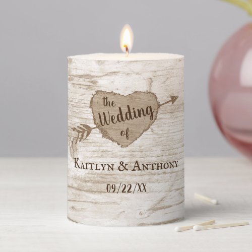 The Carved Heart Tree Wedding Collection Pillar Candle