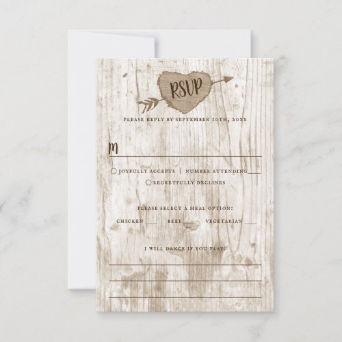 The Carved Heart Tree Wedding Collection RSVP Card