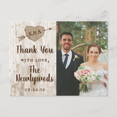 The Carved Heart Tree Wedding Collection Thank You Announcement Postcard