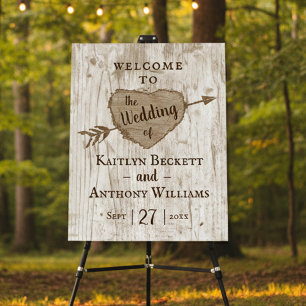 The Carved Heart Tree Wedding Collection Welcome Foam Board