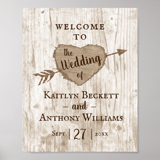 The Carved Heart Tree Wedding Collection Welcome Poster (Front)