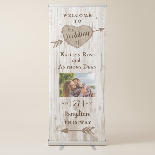 The Carved Heart Tree Wedding Collection Welcome Retractable Banner