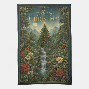 The Cascade of Christmas Magic Kitchen Towel