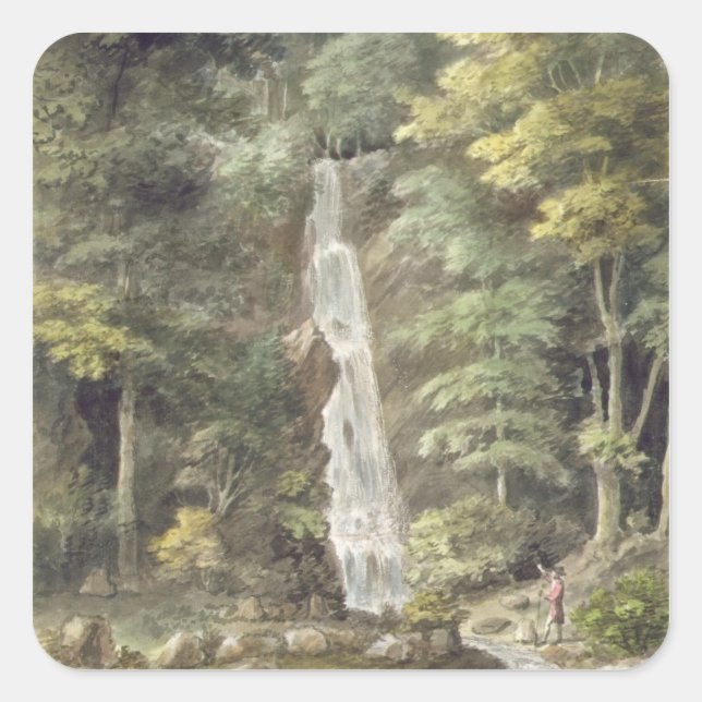The Cascade Waterfall at Hestercombe Gardens (w/c Square Sticker (Front)