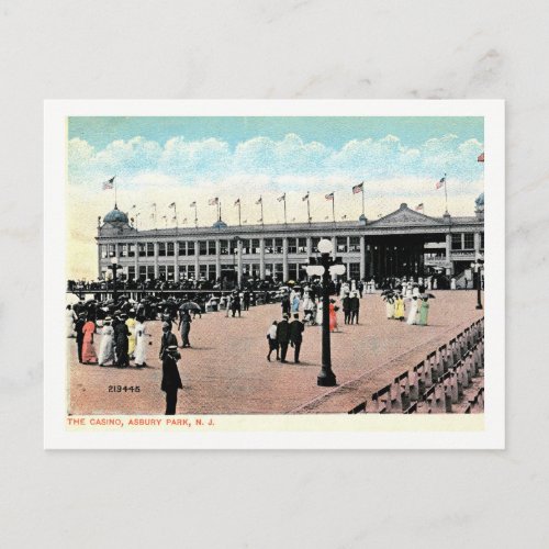 The Casino Boardwalk Asbury Park NJ Vintage Postcard