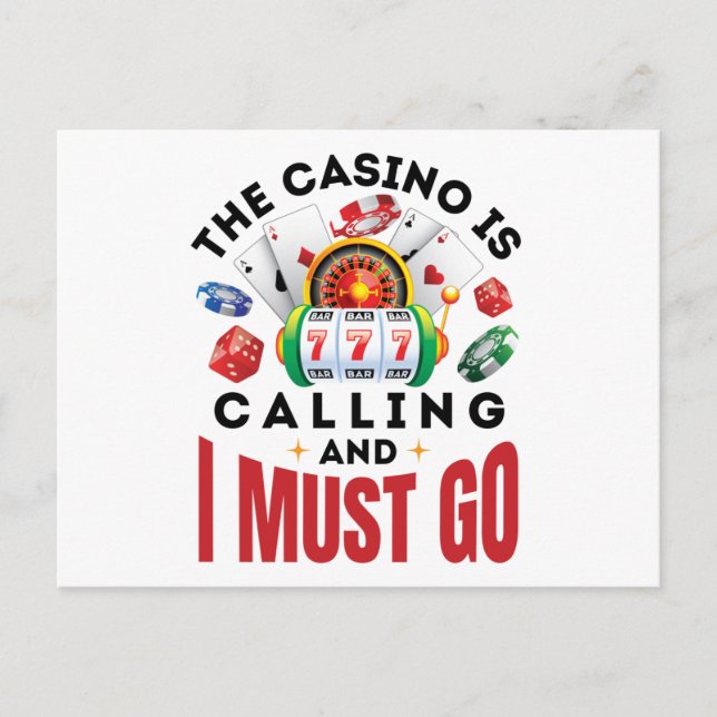 The Casino is Calling and I Must Go Funny Gambler Postcard (Front)