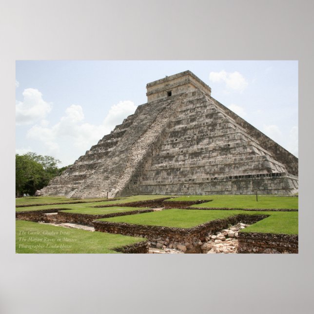 The Castle, Chichen Ixta, Mayan Ruins, Mexico Poster (Front)