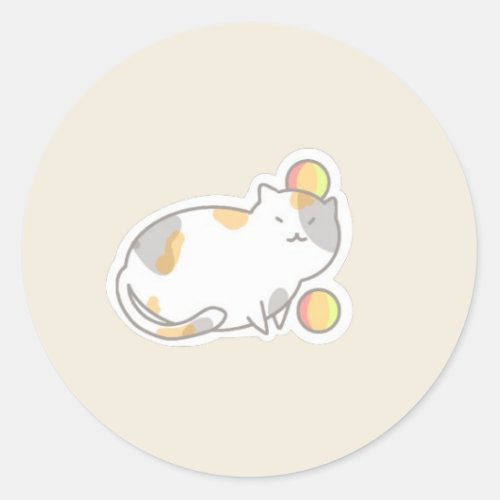 the cat and balls classic round sticker