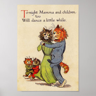 The Cat and Kitten are Dancing, Louis Wain Poster