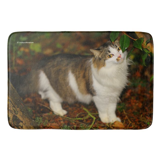 The Cat and the Camellia Bathroom Mat (Front)