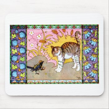 The Cat And The Crow Artwork Mouse Pad by artisticcats at Zazzle