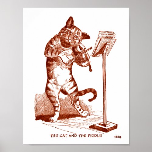 The Cat and the Fiddle Vintage Drawing 1884 copy Poster