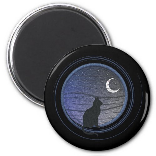 The cat and the moon magnet