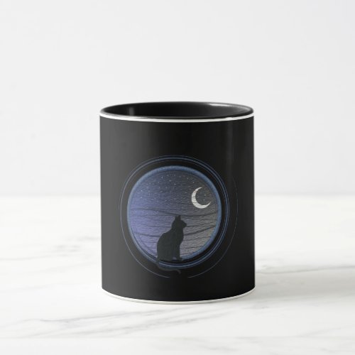 The cat and the moon mug