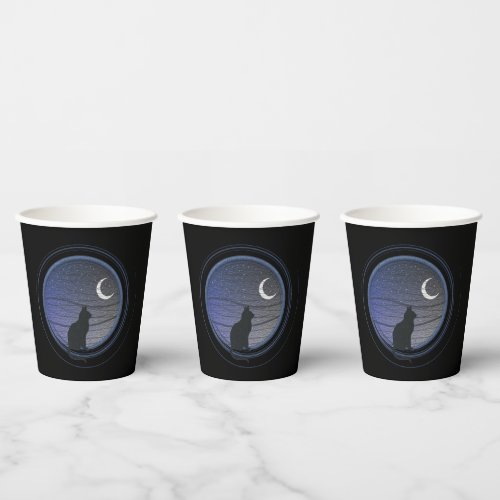 The cat and the moon paper cups
