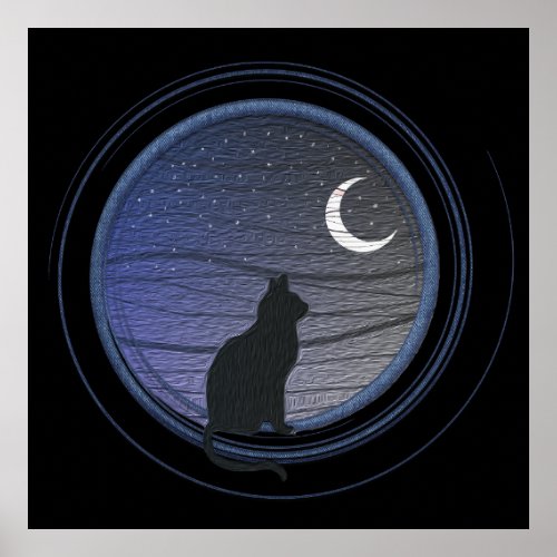 The cat and the moon poster